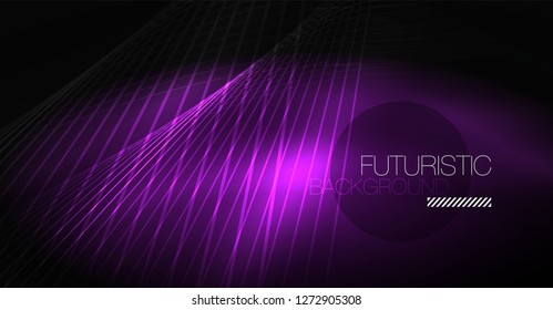 Fondo abstracto de tecnología digital - diseño geométrico neón. Resumen de líneas brillantes. Fondo del vector tecno colorido. Forma futurista.