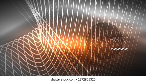 Digital technology abstract background - neon geometric design. Abstract glowing lines. Colorful techno vector background. Futuristic shape.