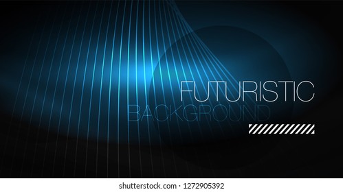 Digital technology abstract background - neon geometric design. Abstract glowing lines. Colorful techno vector background. Futuristic shape.