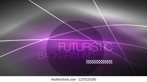 Digital technology abstract background - neon geometric design. Abstract glowing lines. Colorful techno vector background. Futuristic shape.