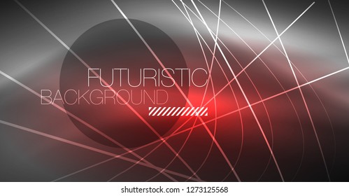 Digital technology abstract background - neon geometric design. Abstract glowing lines. Colorful techno vector background. Futuristic shape.