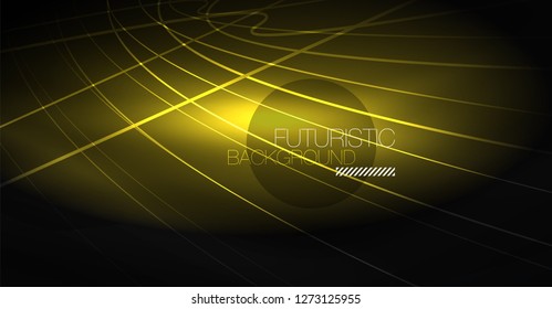 Digital technology abstract background - neon geometric design. Abstract glowing lines. Colorful techno vector background. Futuristic shape.