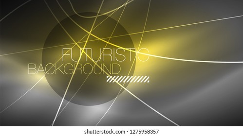 Digital technology abstract background - neon geometric design. Abstract glowing lines. Colorful techno vector background. Futuristic shape.