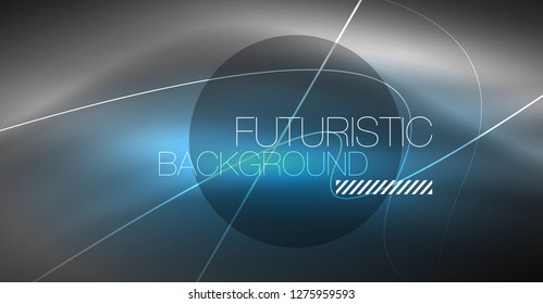 Digital technology abstract background - neon geometric design. Abstract glowing lines. Colorful techno vector background. Futuristic shape.