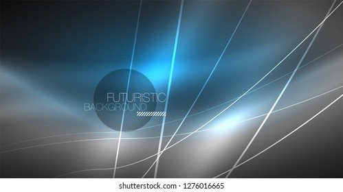 Digital technology abstract background - neon geometric design. Abstract glowing lines. Colorful techno vector background. Futuristic shape.