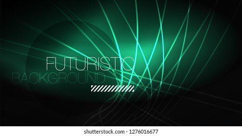 Digital technology abstract background - neon geometric design. Abstract glowing lines. Colorful techno vector background. Futuristic shape.