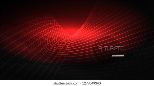 Digital technology abstract background - neon geometric design. Abstract glowing lines. Colorful techno vector background. Futuristic shape.