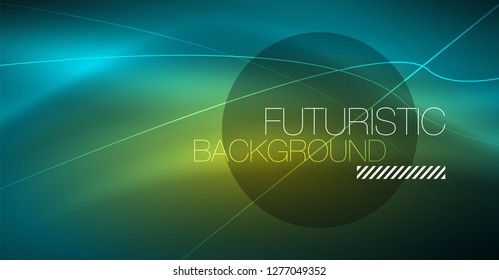 Digital technology abstract background - neon geometric design. Abstract glowing lines. Colorful techno vector background. Futuristic shape.