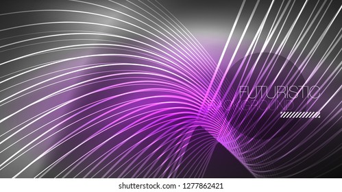 Digital technology abstract background - neon geometric design. Abstract glowing lines. Colorful techno vector background. Futuristic shape.