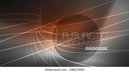 Digital technology abstract background - neon geometric design. Abstract glowing lines. Colorful techno vector background. Futuristic shape.