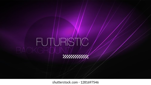 Digital technology abstract background - neon geometric design. Abstract glowing lines. Colorful techno vector background. Futuristic shape.