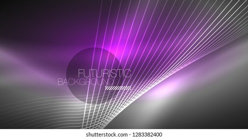 Digital technology abstract background - neon geometric design. Abstract glowing lines. Colorful techno vector background. Futuristic shape.