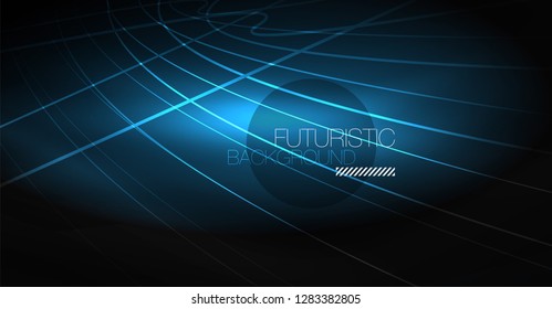 Digital technology abstract background - neon geometric design. Abstract glowing lines. Colorful techno vector background. Futuristic shape.