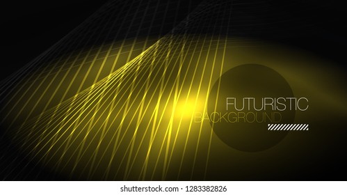 Tecnologia digital fundo abstrato - design geométrico neon. Linhas brilhantes abstratas. Fundo de vetor techno colorido. Forma futurista.