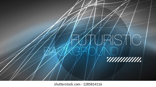 Fondo abstracto de tecnología digital - diseño geométrico neón. Resumen de líneas brillantes. Fondo del vector tecno colorido. Forma futurista.