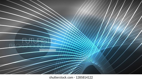 Fondo abstracto de tecnología digital - diseño geométrico neón. Resumen de líneas brillantes. Fondo del vector tecno colorido. Forma futurista.