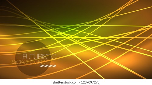 Digital technology abstract background - neon geometric design. Abstract glowing lines. Colorful techno vector background. Futuristic shape.