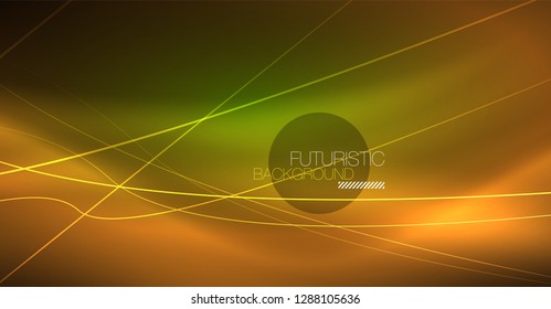 Digital technology abstract background - neon geometric design. Abstract glowing lines. Colorful techno vector background. Futuristic shape.