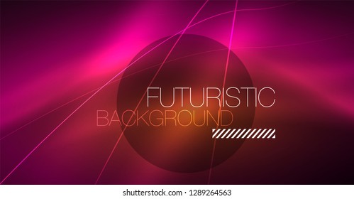 Digital technology abstract background - neon geometric design. Abstract glowing lines. Colorful techno vector background. Futuristic shape.