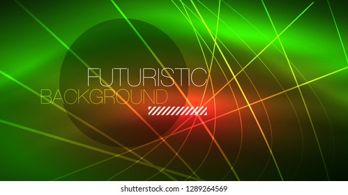 Fondo abstracto de tecnología digital - diseño geométrico neón. Resumen de líneas brillantes. Fondo del vector tecno colorido. Forma futurista.
