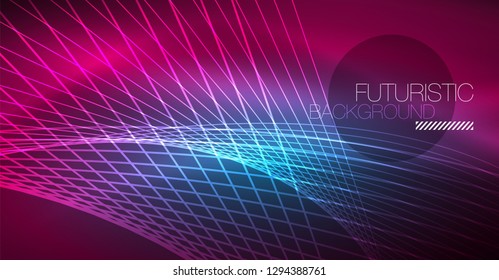 Fondo abstracto de tecnología digital - diseño geométrico neón. Resumen de líneas brillantes. Fondo del vector tecno colorido. Forma futurista.