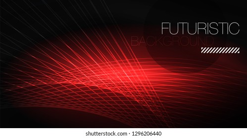 Digital technology abstract background - neon geometric design. Abstract glowing lines. Colorful techno vector background. Futuristic shape.