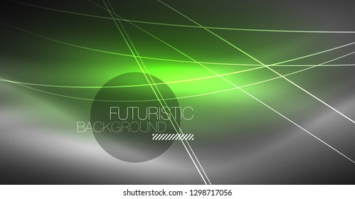 Abstrakter Hintergrund der Digitaltechnik - neongeometrisches Design. Abstrakte leuchtende Linien. Farbiger Techno-Vektorhintergrund. Futuristische Form.