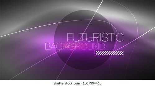 Digital technology abstract background - neon geometric design. Abstract glowing lines. Colorful techno vector background. Futuristic shape.