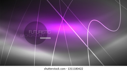 Digital technology abstract background - neon geometric design. Abstract glowing lines. Colorful techno vector background. Futuristic shape.