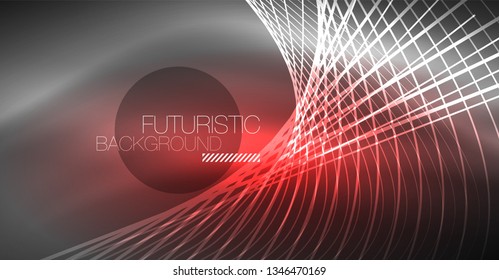 Digital technology abstract background - neon geometric design. Abstract glowing lines. Colorful techno vector background. Futuristic shape.