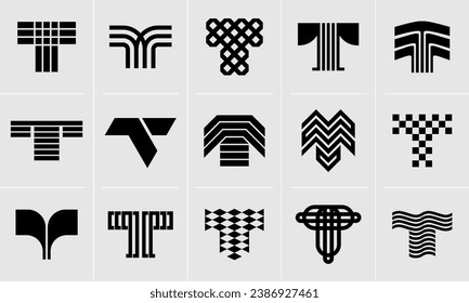 Digital technology abstract letter T logo icon design set