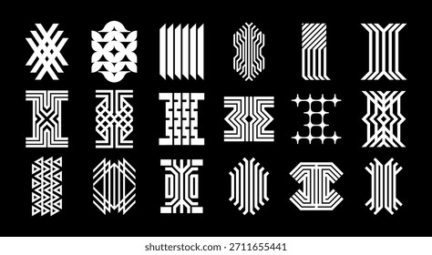 Tecnologia digital abstrato letra de linha I logo set