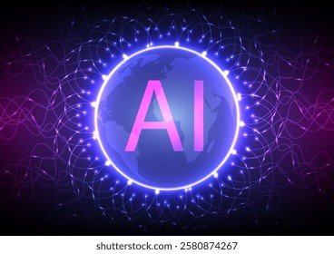 Digital technology AI background. technology chipset cloud concept. Design for connection  communiction computer concept connection processor quantum