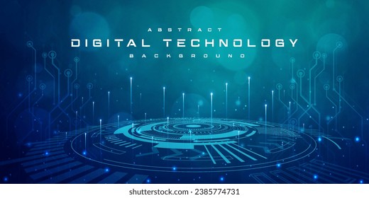 Digital technology Ai big data blue green background, cyber nano information, abstract communication, innovation future tech data, internet network speed connection lines dots, illustration vector 3d