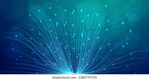 Digital technology Ai big data blue green background, cyber nano information, abstract communication, innovation future tech data, internet network speed connection lines dots, illustration vector 3d