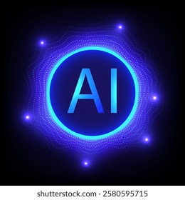 Digital technology AI quantum background. Ring circuit technology concept. Design for connection chipset cloud communiction computer concept connection processor