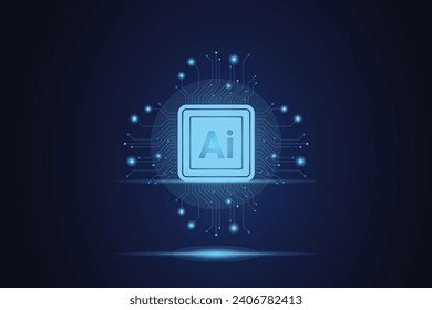 Digital technology and Artificial intelligence circuit line style. Machine learning design. Smart network digital technology. AI. Vector illustration
