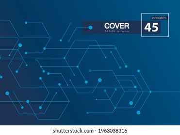Digital technology backdrop. Vector futuristic digital concept. White pattern template. Blue geometric background. Internet connection network high digital technology