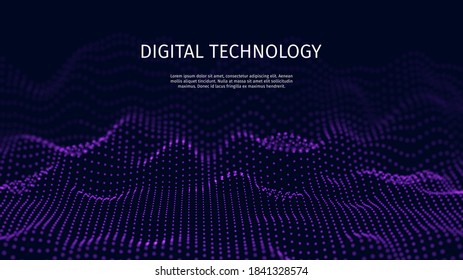 Digital technology background. Abstract connections. Futuristic sci-fi user interface concept with gradient. Big data, artificial intelligence, music hud. Blockchain and cryptocurrency. Vector