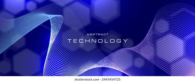 Digital technology background. Abstract background with dynamic wave of particles.
