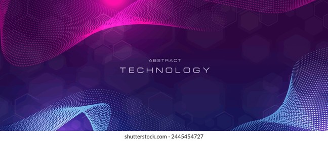 Digital technology background. Abstract background with dynamic wave of particles.