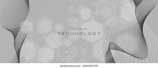 Digital technology background. Abstract background with dynamic wave of particles.