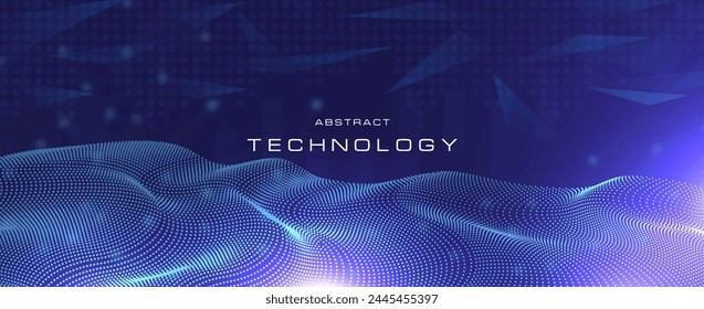 Digital technology background. Abstract background with dynamic wave of particles.