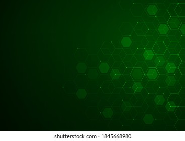 Digital technology background. Abstract hexagons background with lines and dots. Design for science, medicine or technology