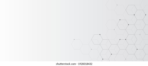 Digital Technology Background. Abstract Hexagons Background With Black Lines And Dots. Design For Science, Medicine Or Technology