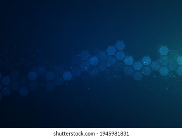 Digital technology background. Abstract hexagons background with lines and dots. Design for science, medicine or technology
