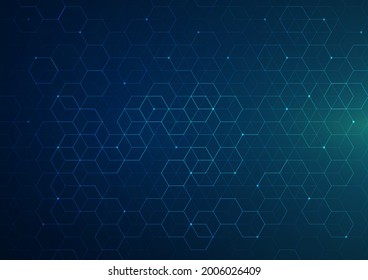 Digital technology background. Abstract hexagons background with lines and dots. Design for science, medicine or technology