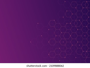 Digital technology background. Abstract hexagons background with black lines and dots. Design for science, medicine or technology