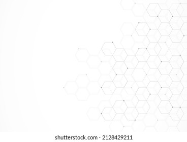 Digital technology background. Abstract hexagons background with black lines and dots. Design for science, medicine or technology