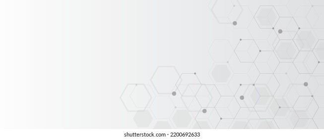 Digital technology background. Abstract hexagons background with black lines and dots. Design for science, medicine or technology 